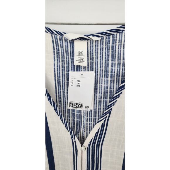 New NWT H & M Cotton Long Midi Casual Dress Size XXL Striped Summer Vacation - Picture 10 of 12